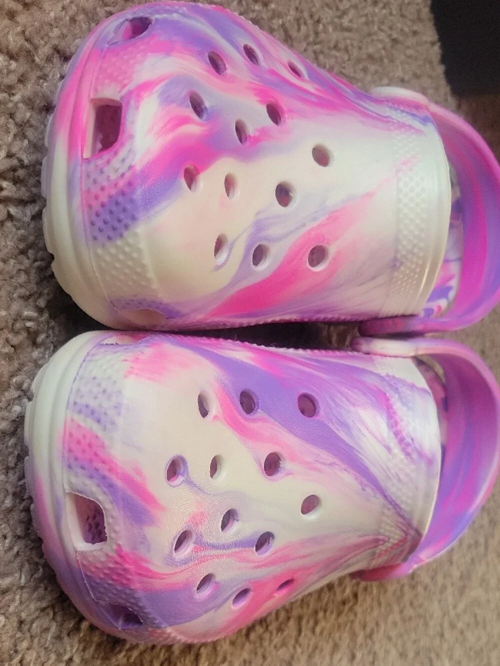 CROCS Kids Marble Swirl Clogs - Pink & Purple